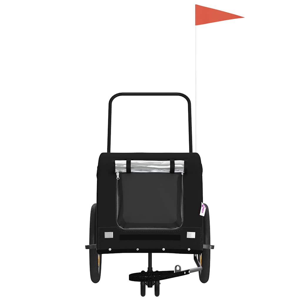 vidaXL Pet Bike Trailer Black Oxford Fabric and Iron 3