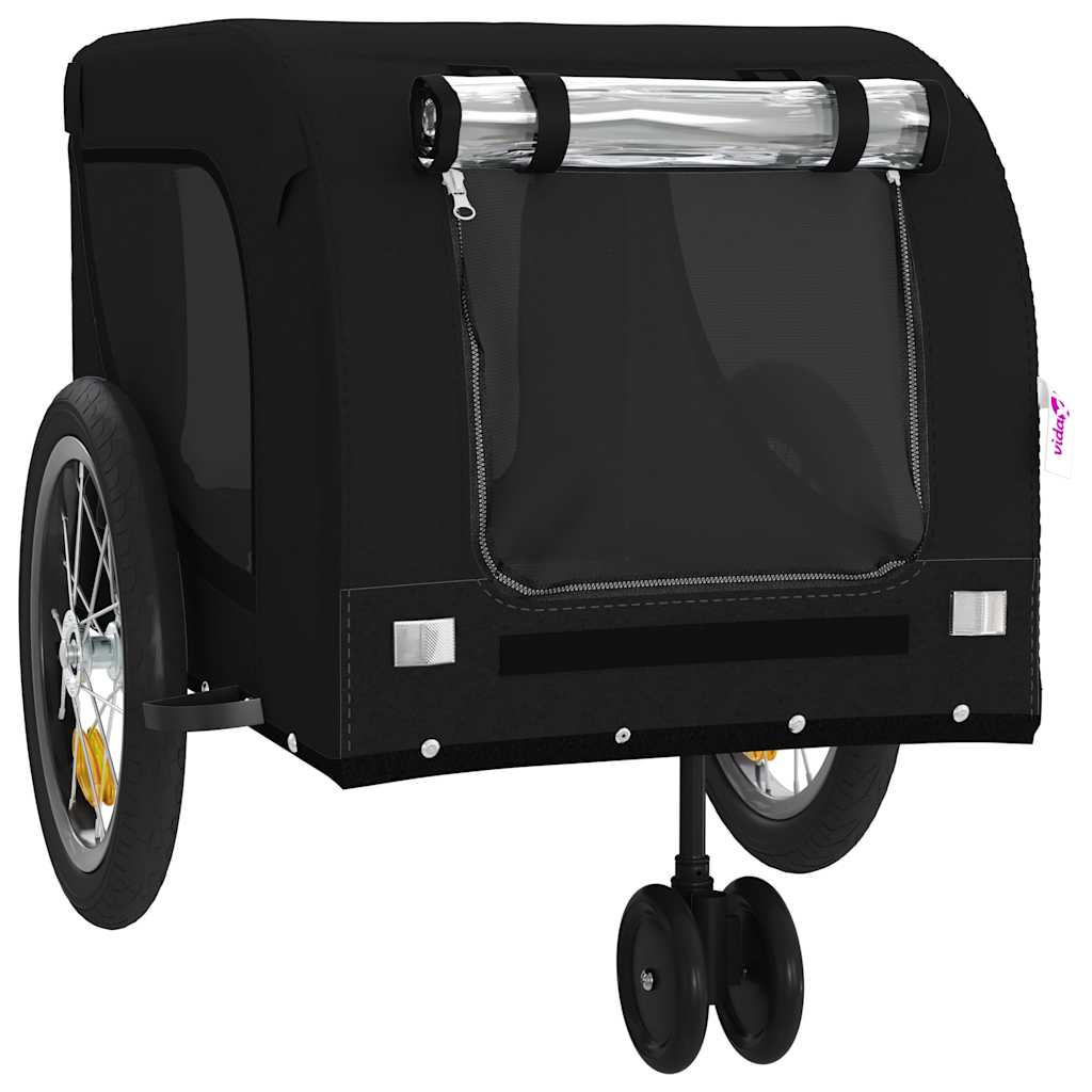 vidaXL Pet Bike Trailer Black Oxford Fabric and Iron 4