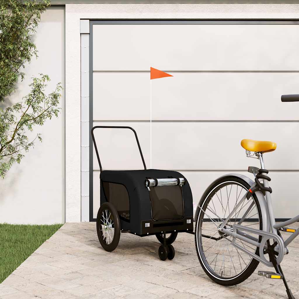 vidaXL Pet Bike Trailer Black Oxford Fabric and Iron 1