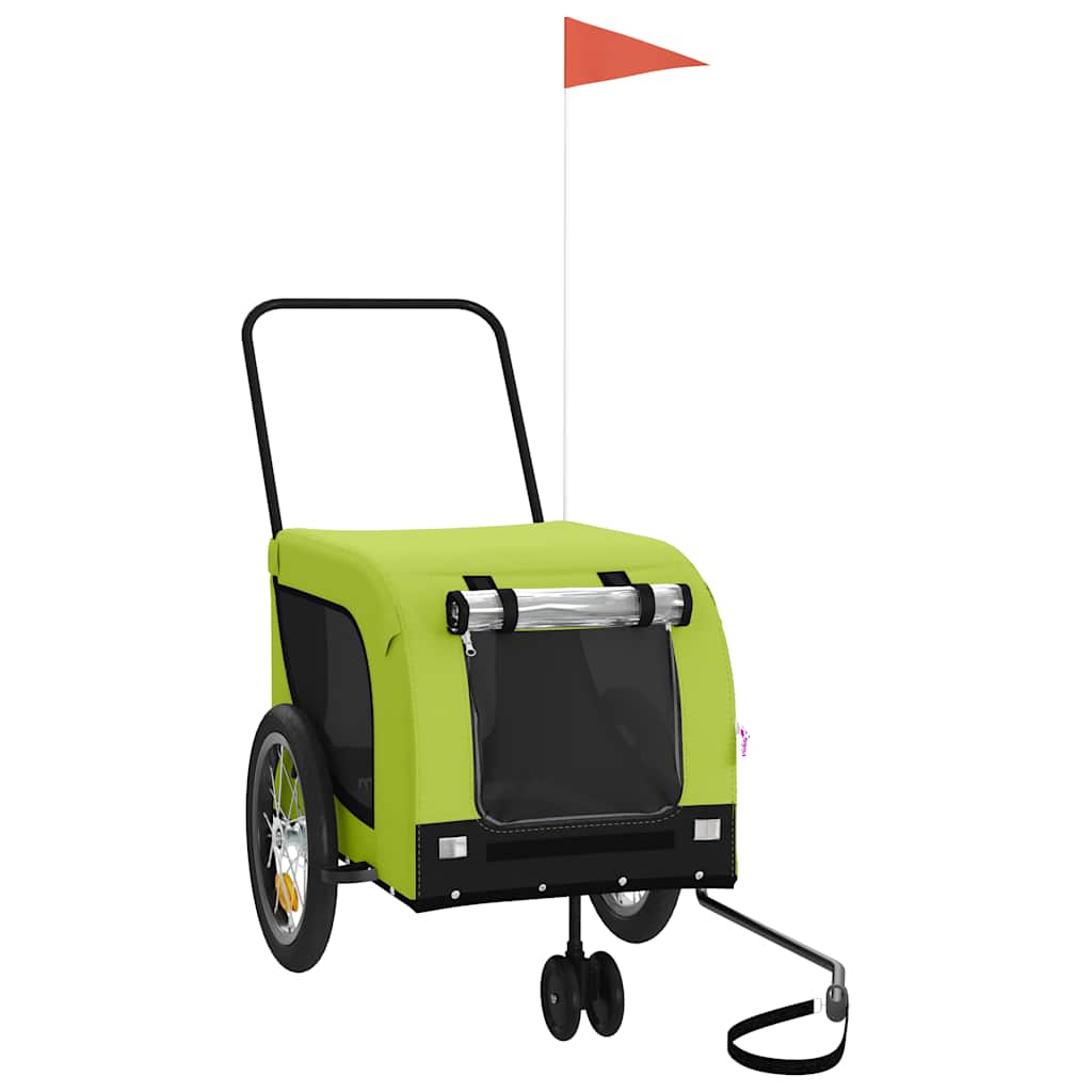 vidaXL Pet Bike Trailer | Green and Black | Oxford fabric, iron, PVC | Small 2