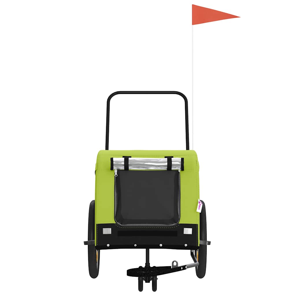 vidaXL Pet Bike Trailer | Green and Black | Oxford fabric, iron, PVC | Small 3