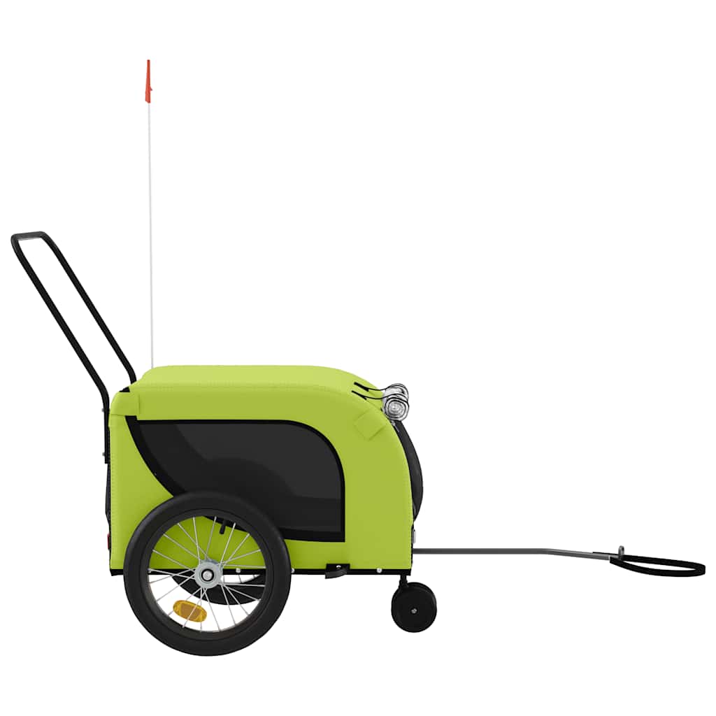 vidaXL Pet Bike Trailer | Green and Black | Oxford fabric, iron, PVC | Small 5