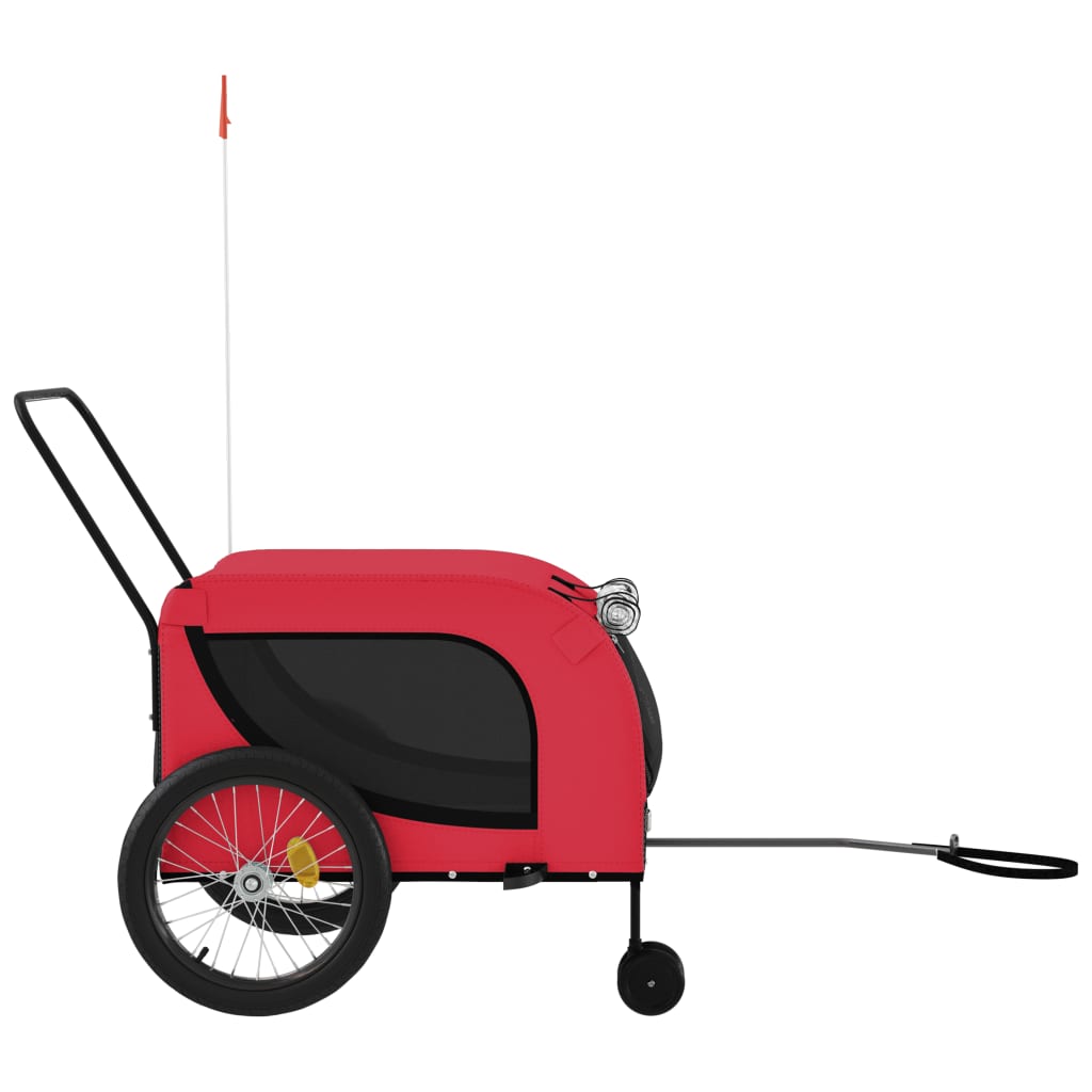 vidaXL Pet Bike Trailer Red and Black Oxford Fabric and Iron 5