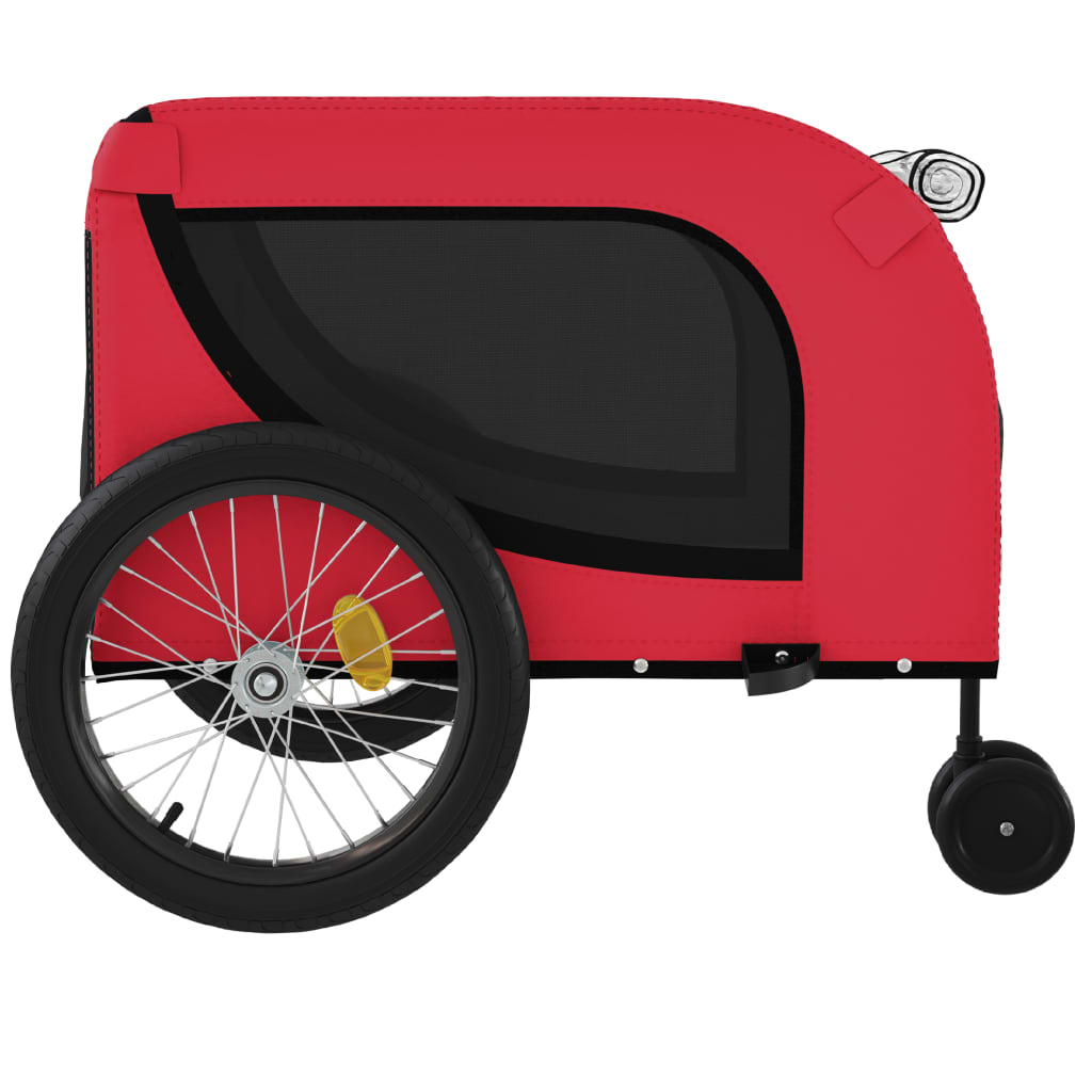vidaXL Pet Bike Trailer Red and Black Oxford Fabric and Iron 6