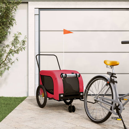 vidaXL Pet Bike Trailer Red and Black Oxford Fabric and Iron 1