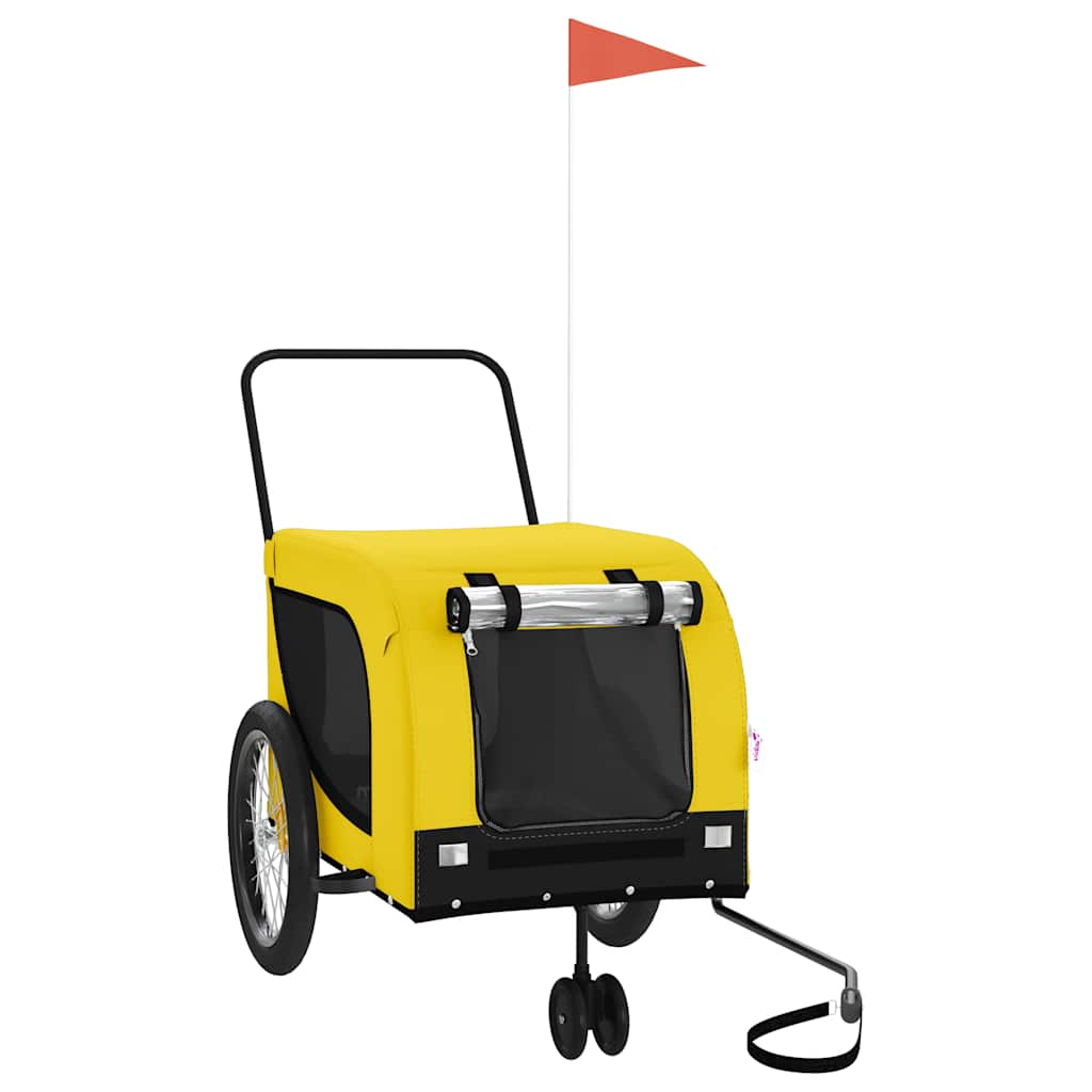 vidaXL Pet Bike Trailer Yellow and Black Oxford Fabric and Iron 2