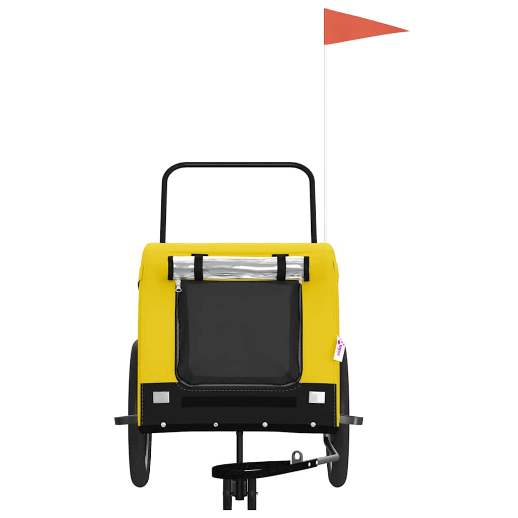 vidaXL Pet Bike Trailer Yellow and Black Oxford Fabric and Iron 3