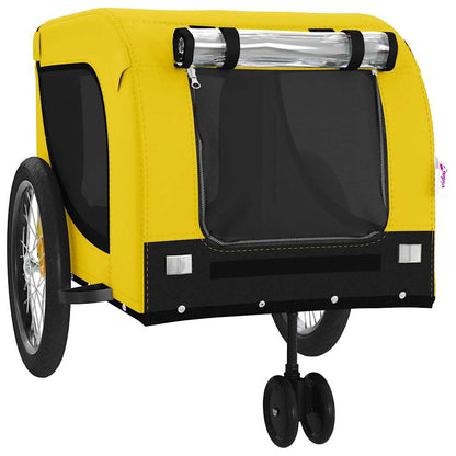 vidaXL Pet Bike Trailer Yellow and Black Oxford Fabric and Iron 4