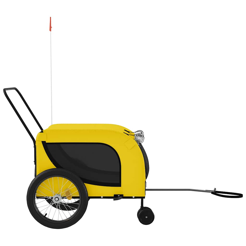 vidaXL Pet Bike Trailer Yellow and Black Oxford Fabric and Iron 5