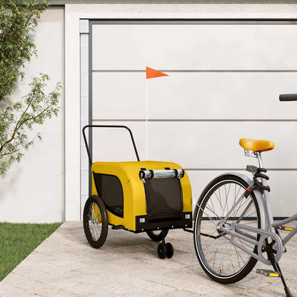 vidaXL Pet Bike Trailer Yellow and Black Oxford Fabric and Iron 1