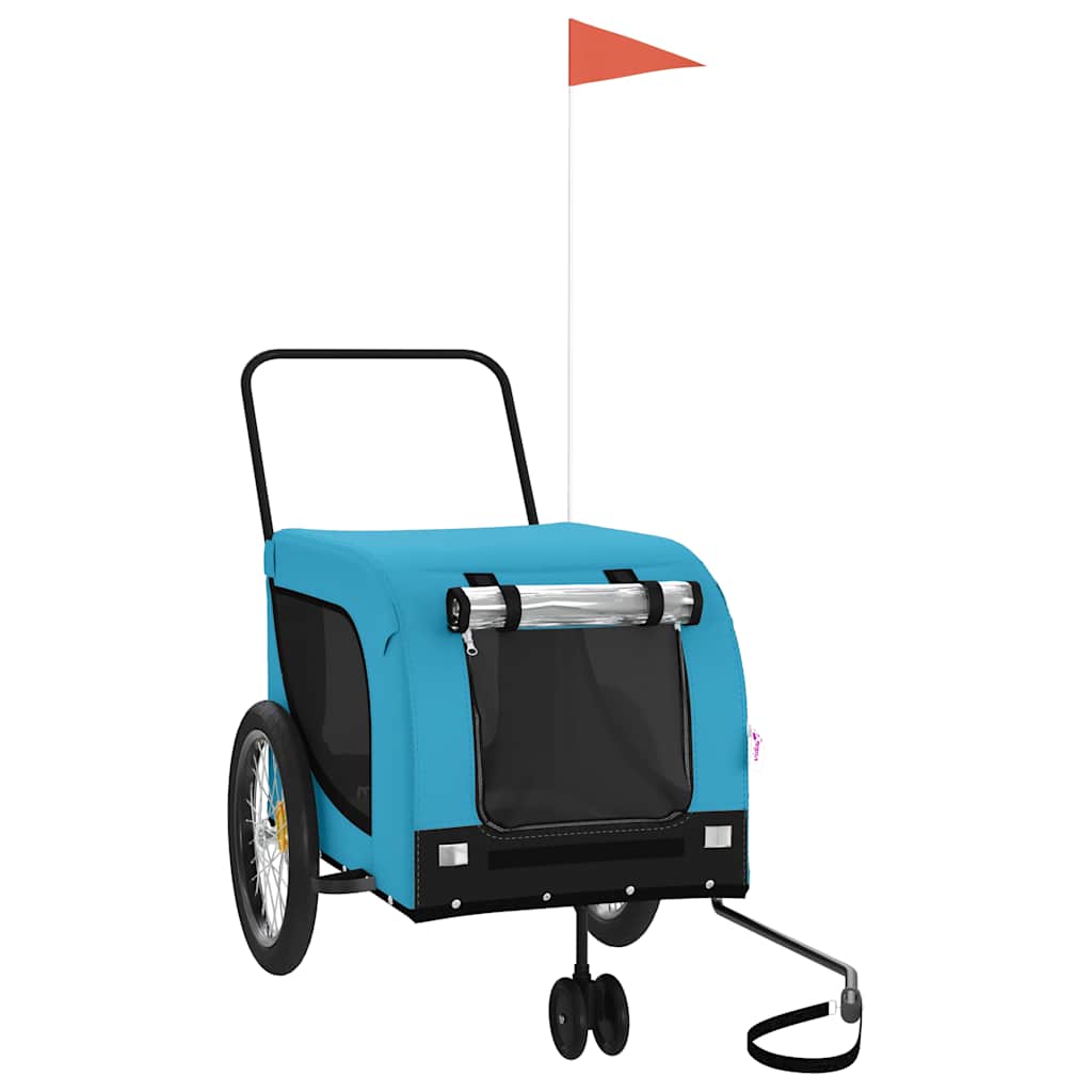 vidaXL Pet Bike Trailer Blue and Black Oxford Fabric and Iron 2