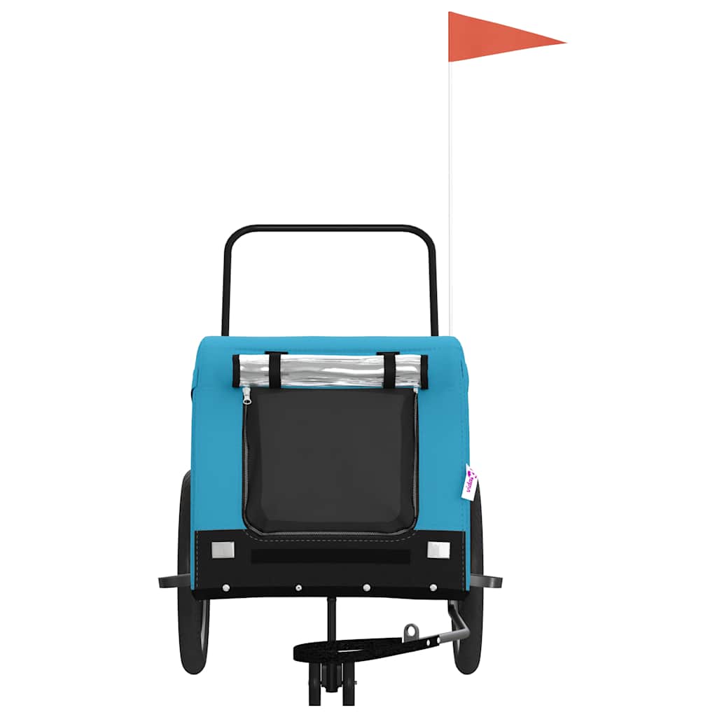 vidaXL Pet Bike Trailer Blue and Black Oxford Fabric and Iron 3