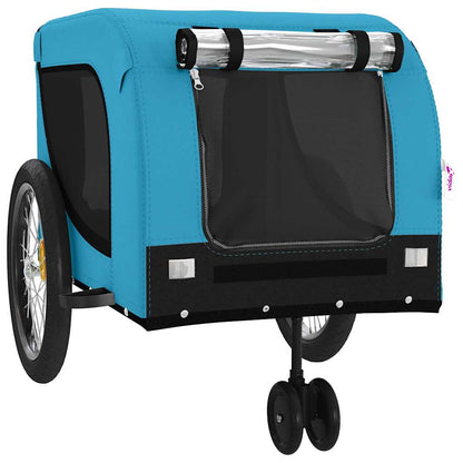 vidaXL Pet Bike Trailer Blue and Black Oxford Fabric and Iron 4