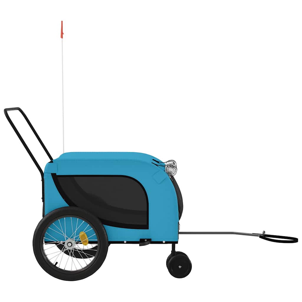 vidaXL Pet Bike Trailer Blue and Black Oxford Fabric and Iron 5