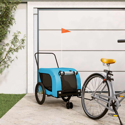 vidaXL Pet Bike Trailer Blue and Black Oxford Fabric and Iron 1