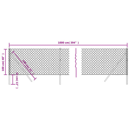 vidaXL Chain Link Fence Green 1x10 m 5