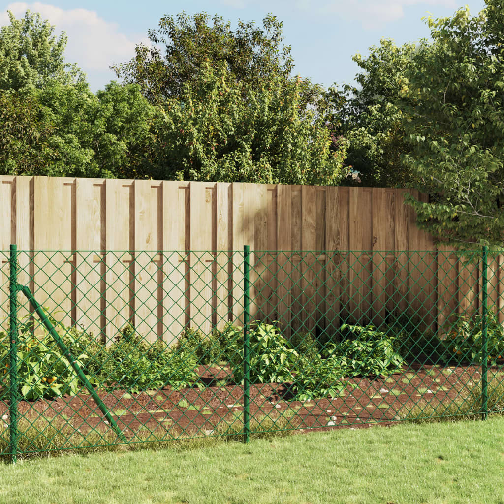 vidaXL Chain Link Fence Green 1x10 m 1
