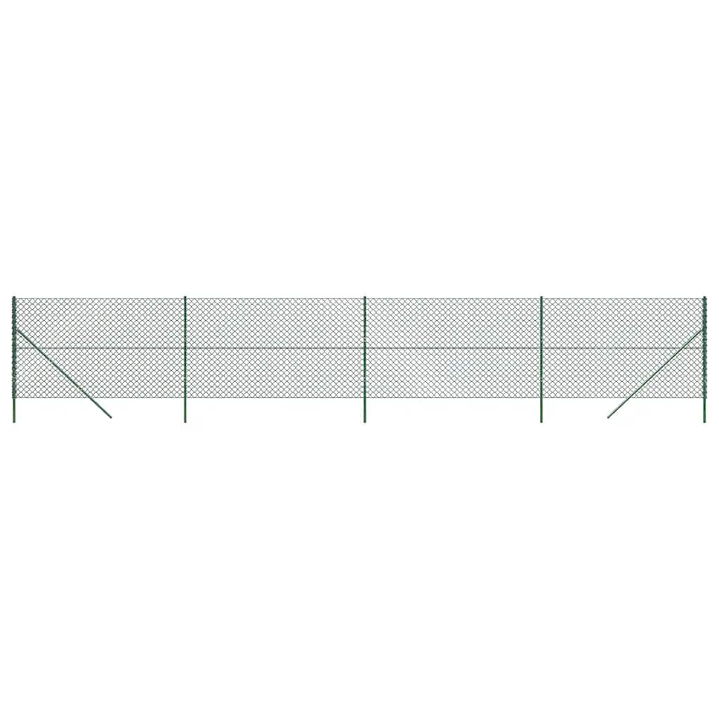 vidaXL Chain Link Fence Green 1.4x10 m 2
