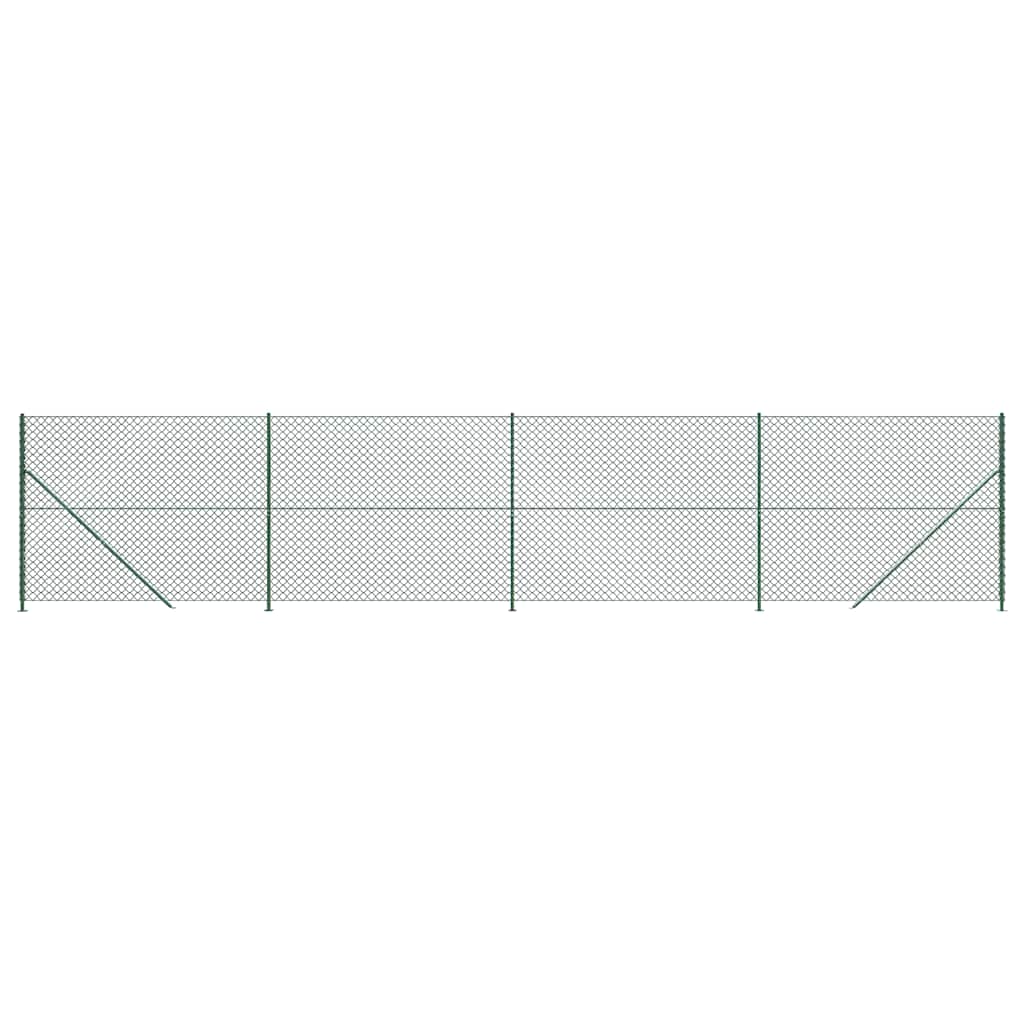 vidaXL Chain Link Fence with Flange Green 1.4x10 m 2