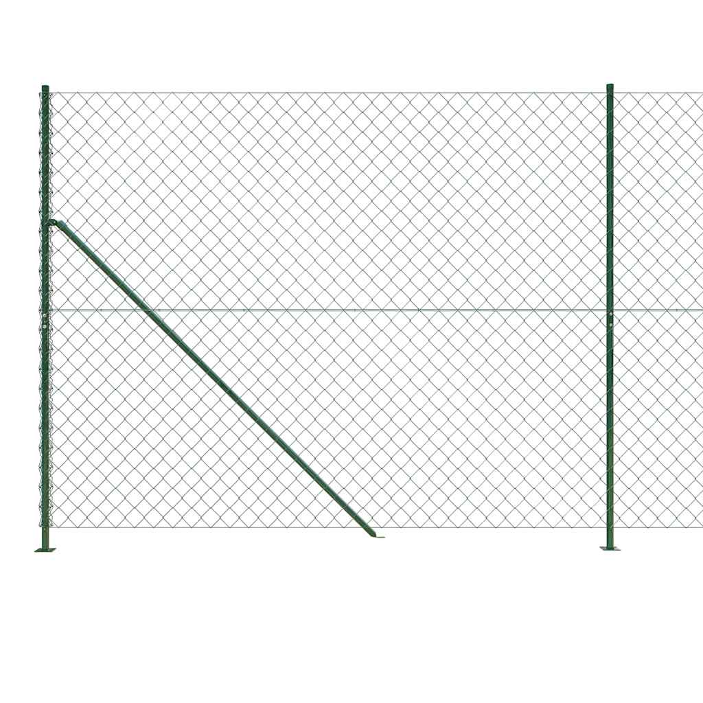 vidaXL Chain Link Fence with Flange Green 1.4x10 m 5