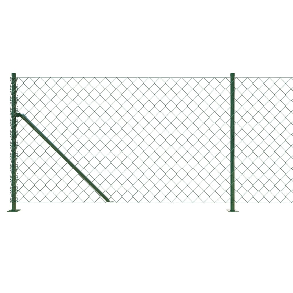 vidaXL Chain Link Fence with Flange Green 0.8x25 m 4