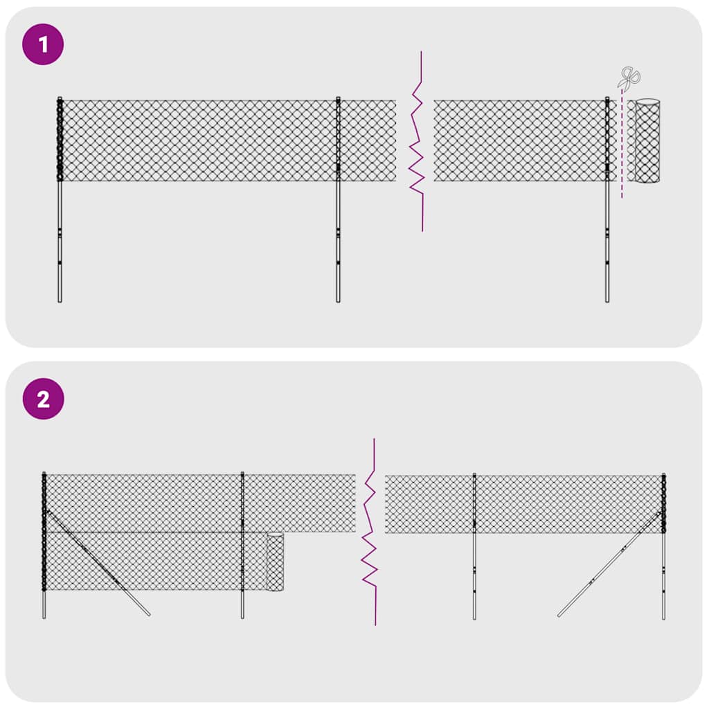vidaXL Chain Link Fence with Flange Anthracite 1.6x10 m 5