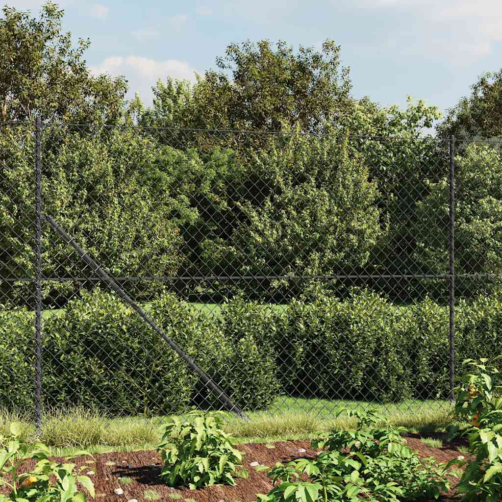 vidaXL Chain Link Fence with Flange Anthracite 1.6x10 m 1