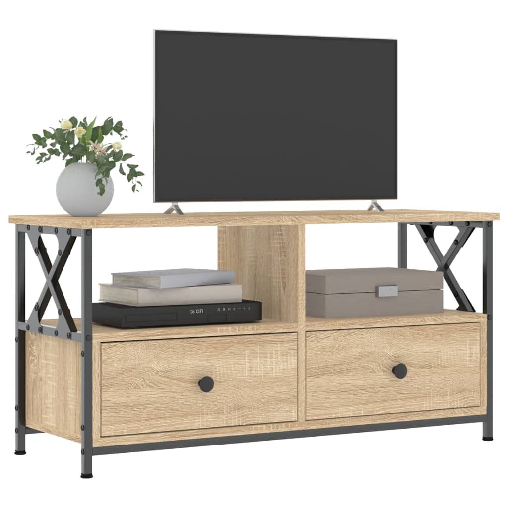 TV Cabinet 102x33x45 cm Engineered Wood&Iron Sonoma oak