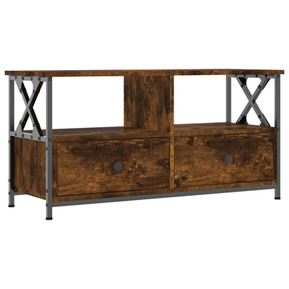 vidaXL TV Cabinet Smoked Oak 90x33x45 cm Engineered Wood&Iron 2
