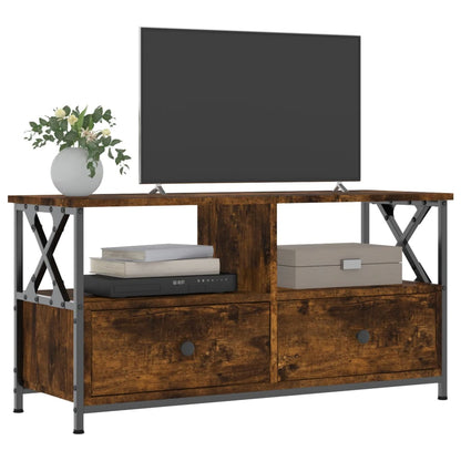 TV Cabinet 102x33x45 cm Engineered Wood&Iron Smoked oak