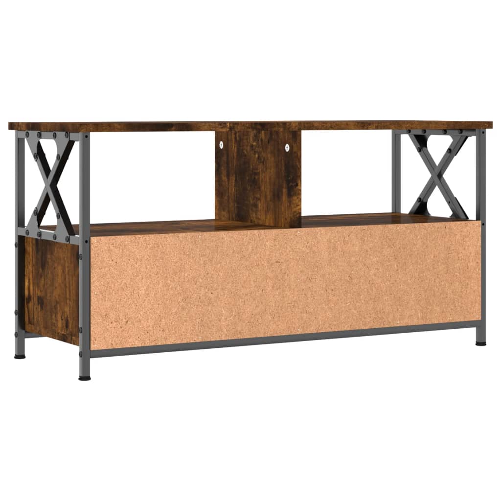 vidaXL TV Cabinet Smoked Oak 90x33x45 cm Engineered Wood&Iron 5