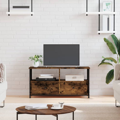 vidaXL TV Cabinet Smoked Oak 90x33x45 cm Engineered Wood&Iron 1