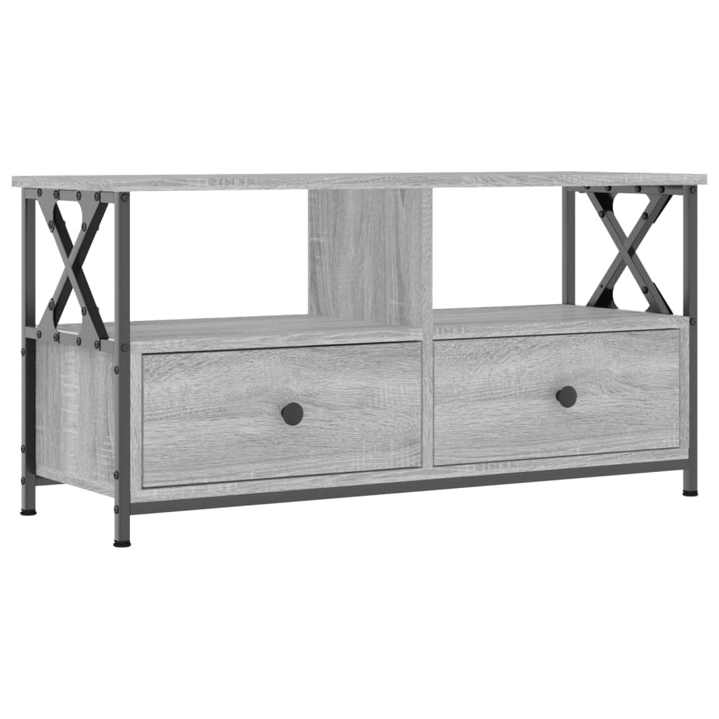 vidaXL TV Cabinet Grey Sonoma 90x33x45 cm Engineered Wood&Iron 2