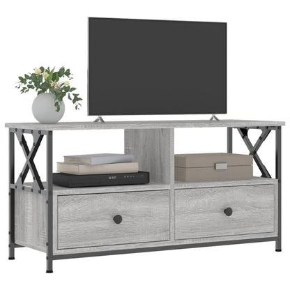 TV Cabinet 102x33x45 cm Engineered Wood&Iron Grey sonoma