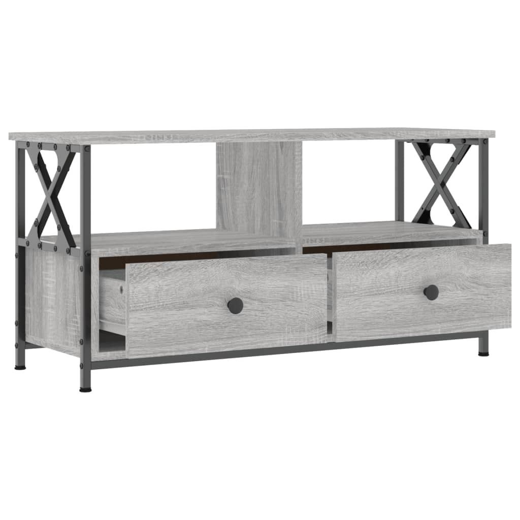 vidaXL TV Cabinet Grey Sonoma 90x33x45 cm Engineered Wood&Iron 4