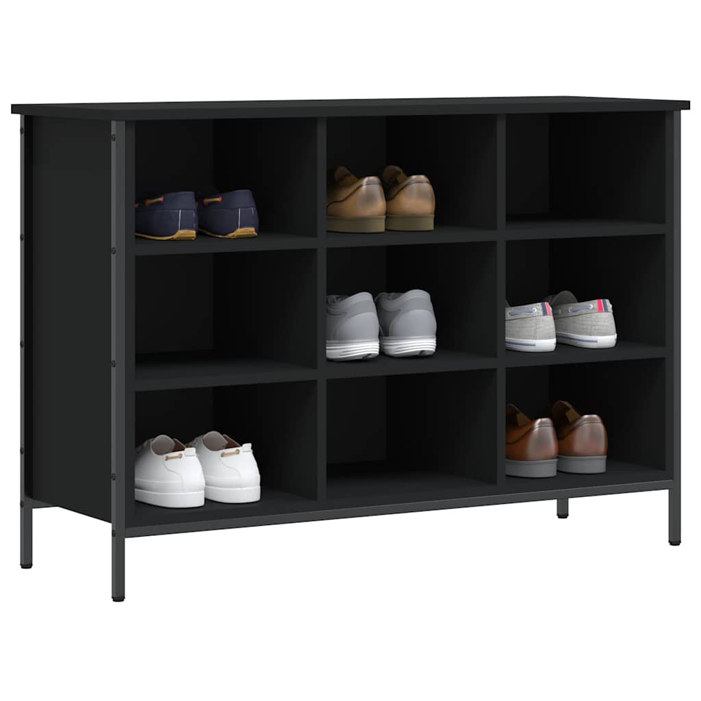vidaXL Shoe Cabinet Black 9 compartments for storing shoes 6