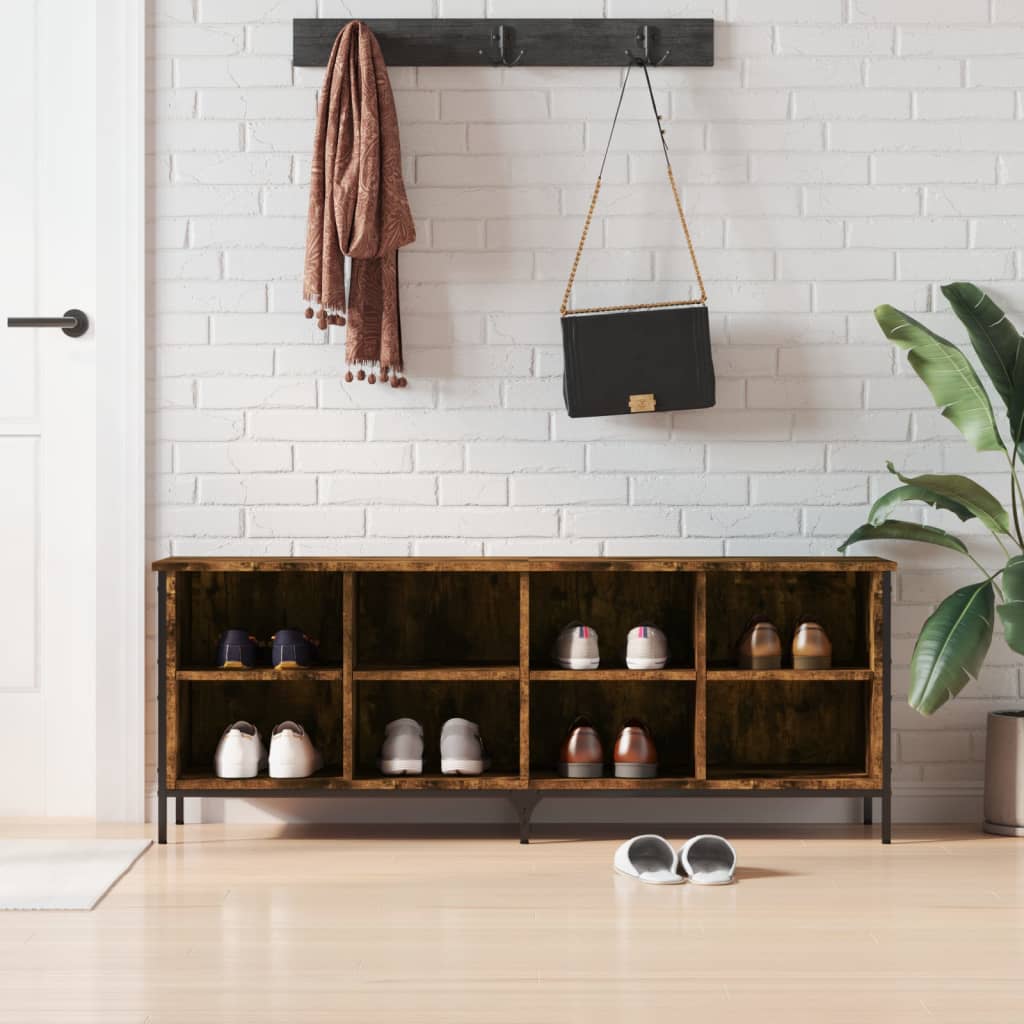 vidaXL Shoe Cabinet Smoked Oak 131x35x50 cm Engineered Wood 1