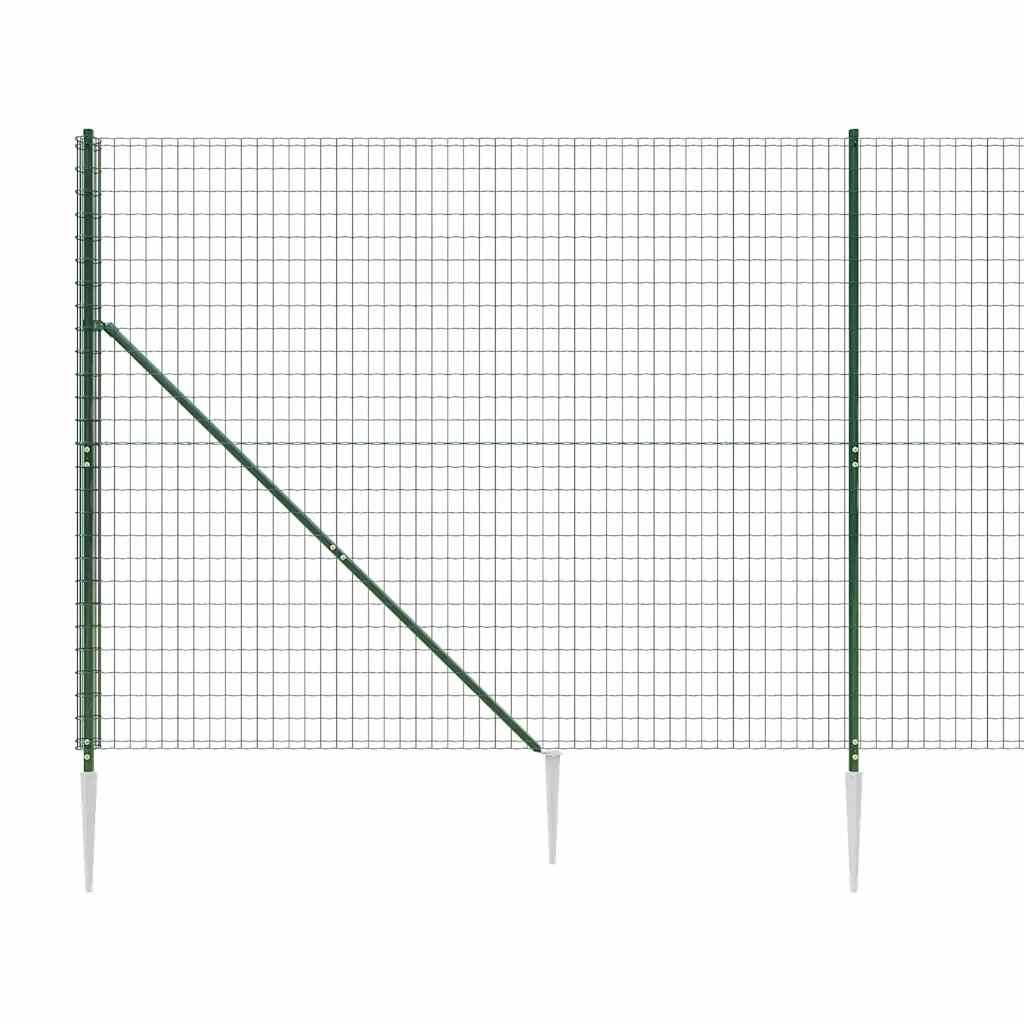 Wire Mesh Fence with Spike Anchors Green 1.4 m