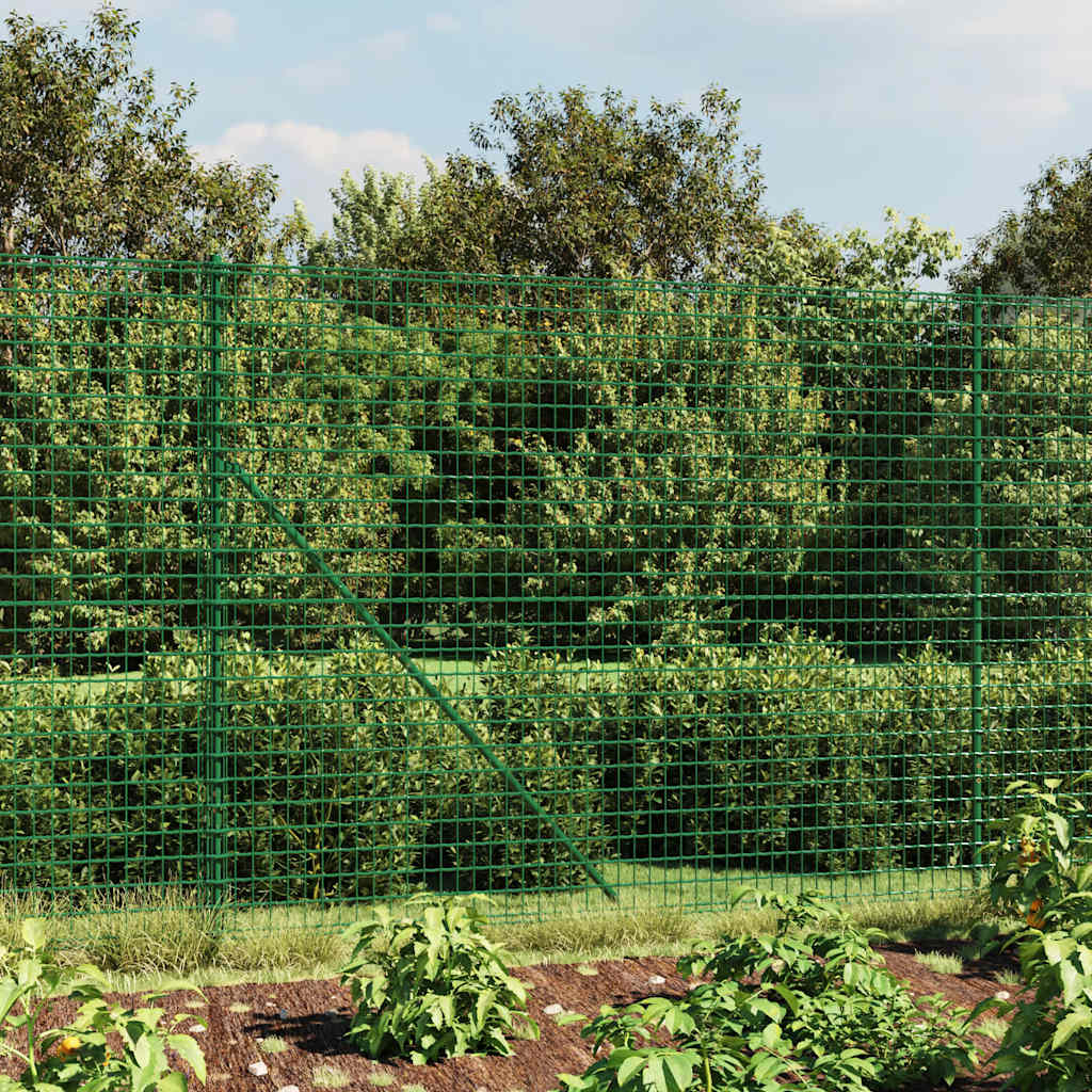 Wire Mesh Fence with Spike Anchors Green 1.4 m