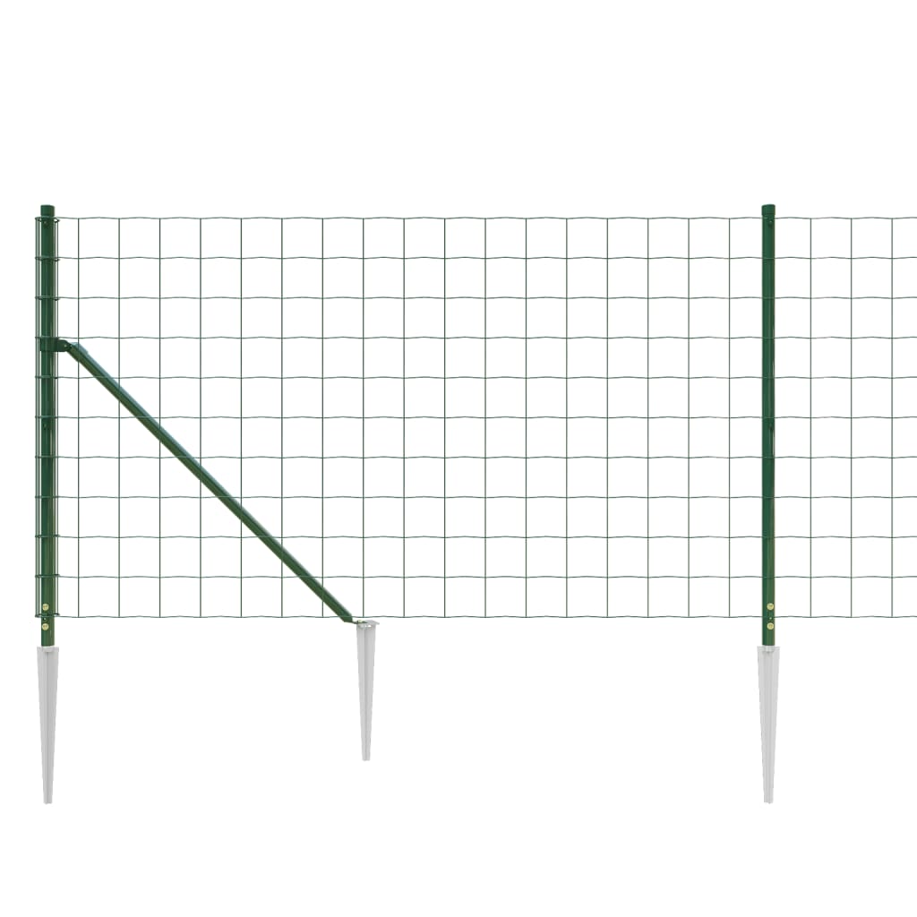 Wire Mesh Fence with Spike Anchors Green 1 m 25 m
