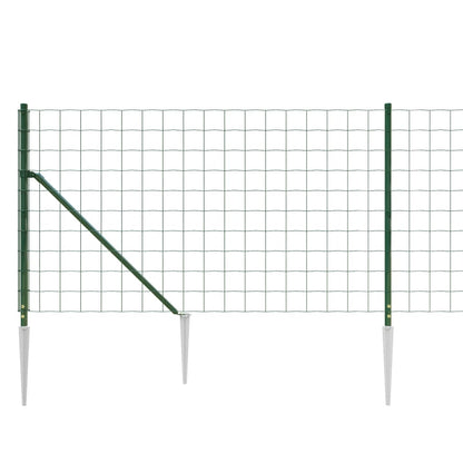 Wire Mesh Fence with Spike Anchors Green 1 m 25 m