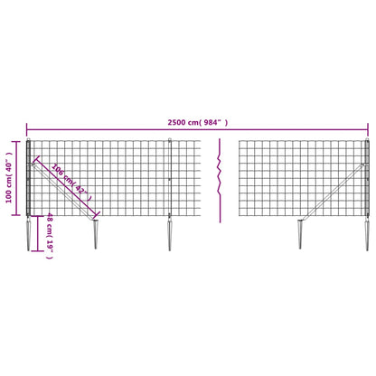 Wire Mesh Fence with Spike Anchors Green 1 m 25 m
