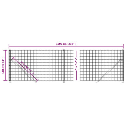 vidaXL Wire Mesh Fence with Flange Green 1.1x10 m 6