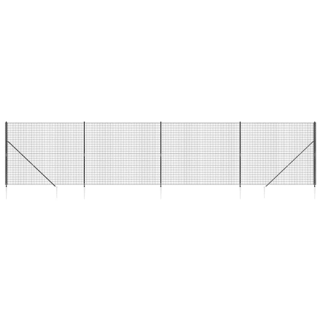Wire Mesh Fence with Spike Anchors Anthracite 1.4 m 10 m