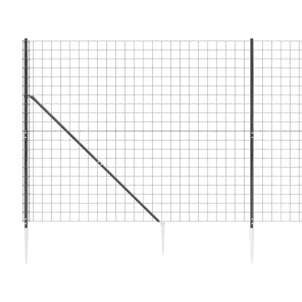 vidaXL Wire Mesh Fence with Spike Anchors Anthracite 1.6x10 m 5