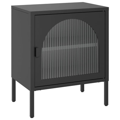 vidaXL Nightstand Black 50x35x60 cm Glass and Steel 2