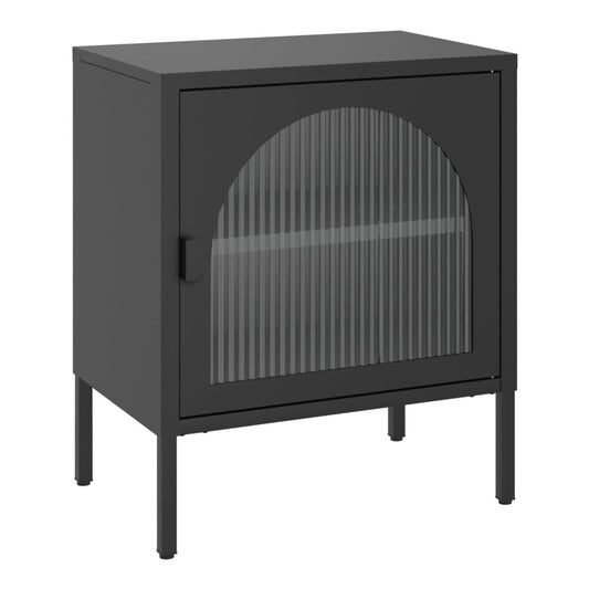 Nightstand Black 50x35x60 cm Glass and Steel 1