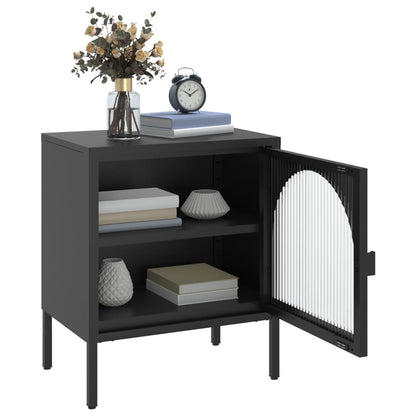 vidaXL Nightstand Black 50x35x60 cm Glass and Steel 4