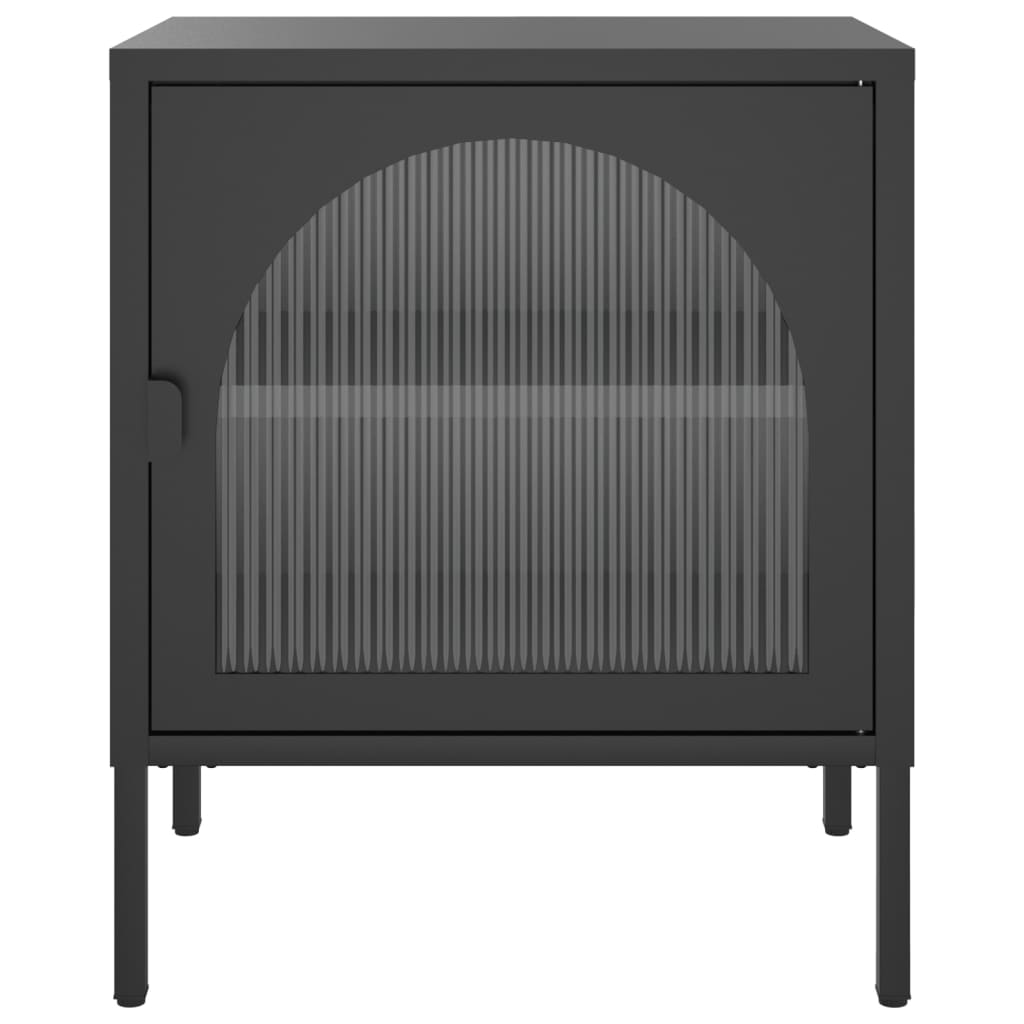 vidaXL Nightstand Black 50x35x60 cm Glass and Steel 5