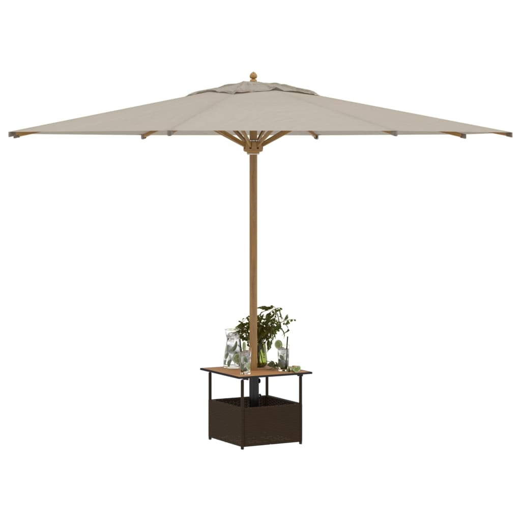 vidaXL Garden Table with Parasol Hole Brown 55x55x46.5 cm Poly Rattan 4